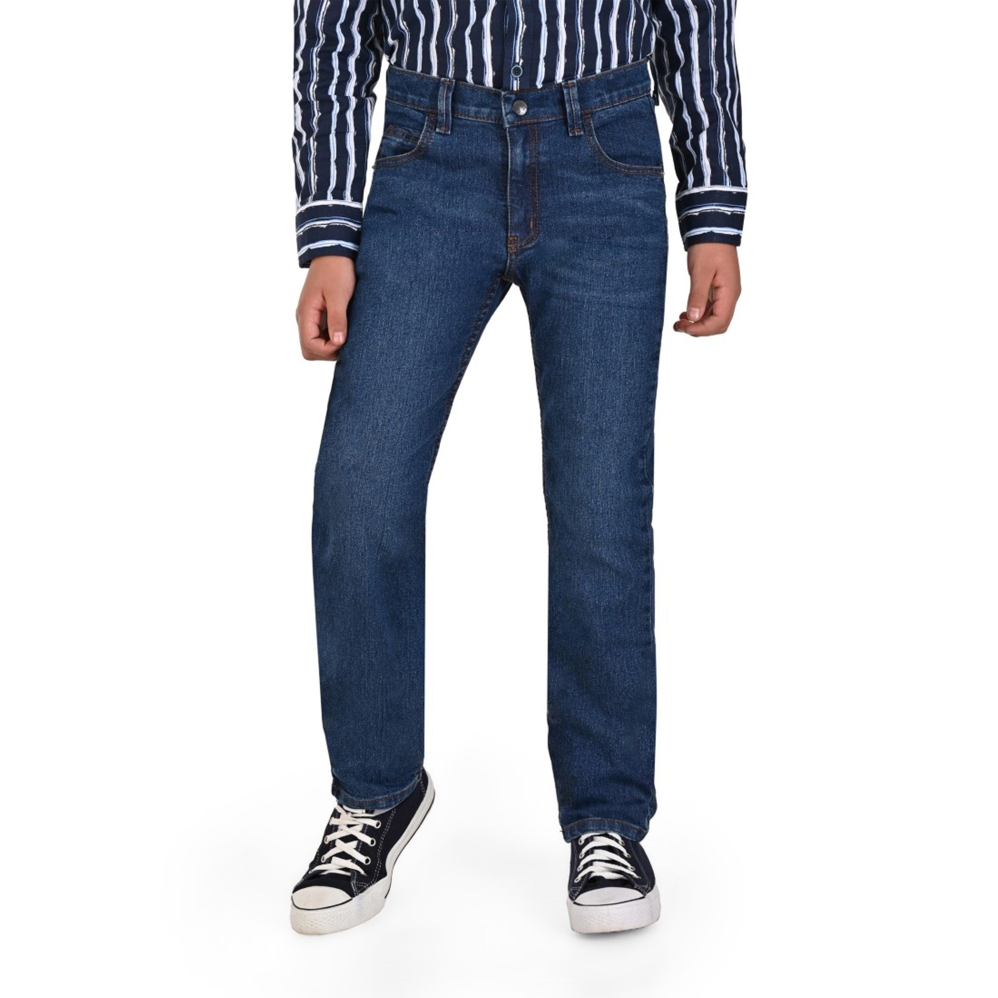 Pantalón de Mezclilla Yale Slim Boys Fit 3643 Azul Petroleo