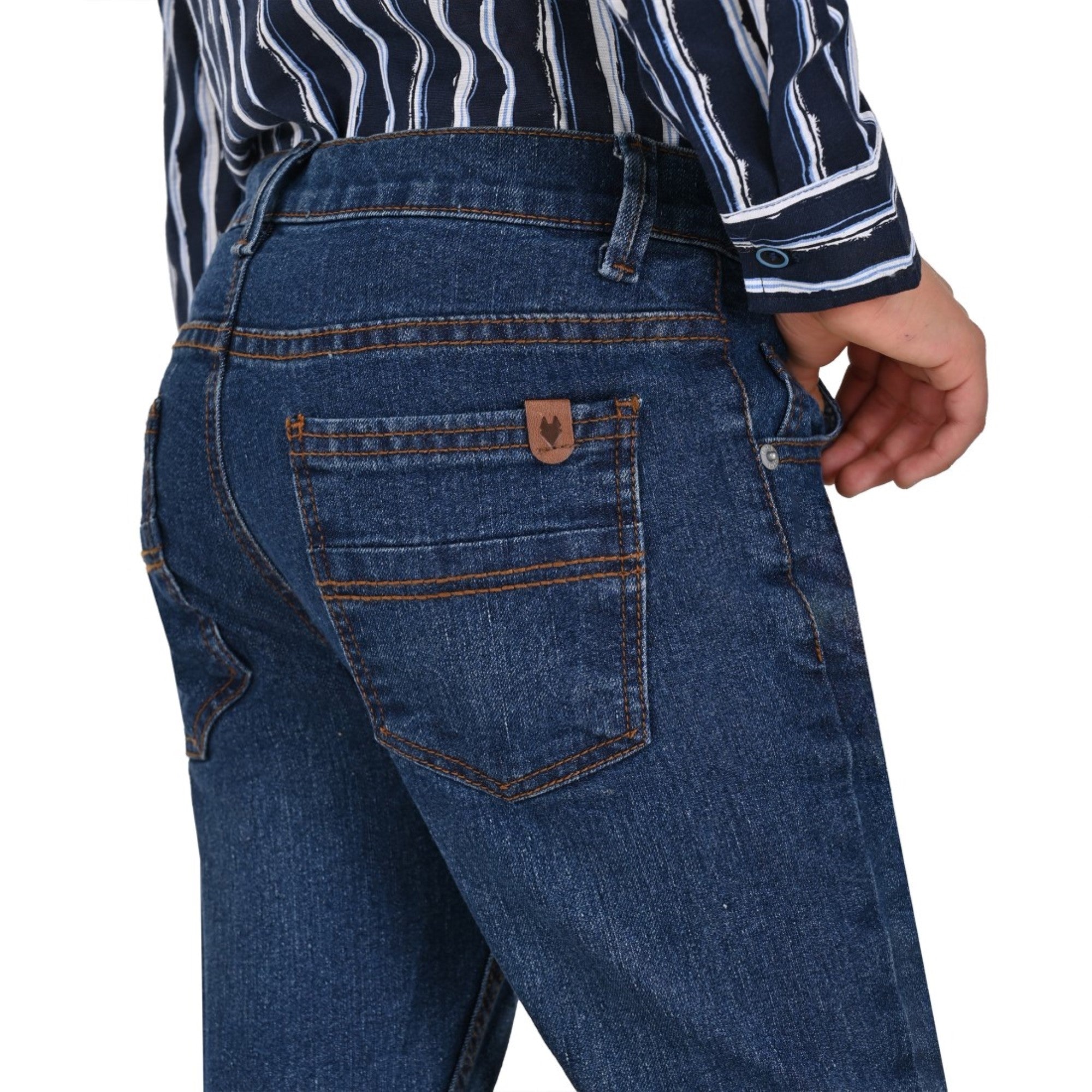 Pantalón de Mezclilla Yale Slim Boys Fit 3643 Azul Petroleo