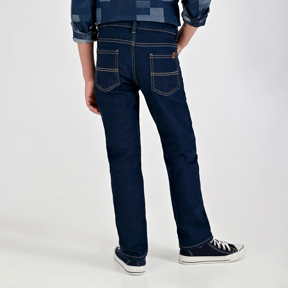 Pantalón de Gabardina Yale Boys Slim Fit 5 bolsas 2091 Azul Marino