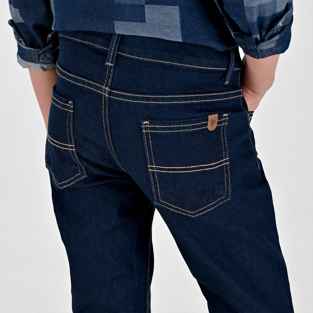Pantalón de Gabardina Yale Boys Slim Fit 5 bolsas 2091 Azul Marino