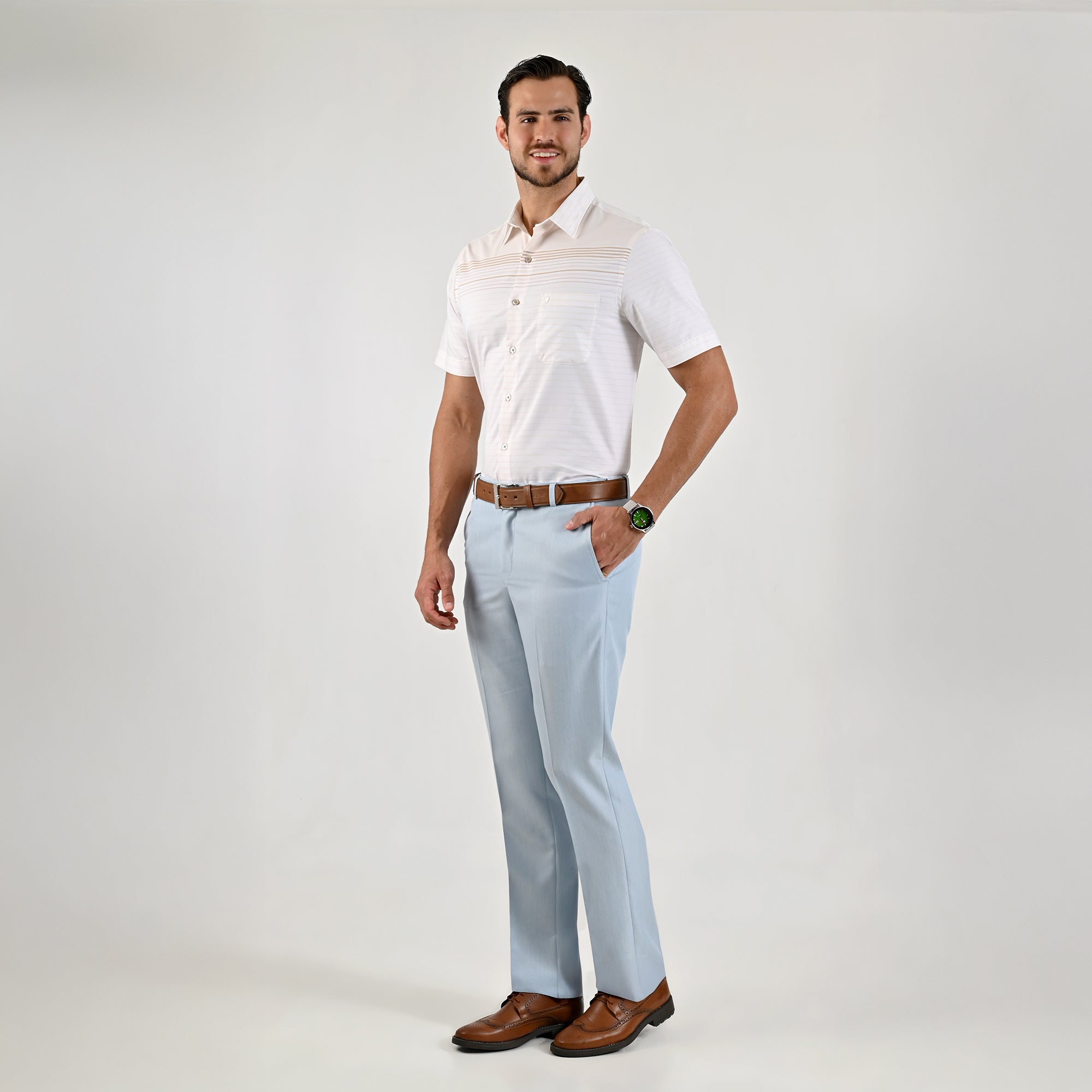 Pantalón de Vestir Yale para Caballero Cintura Ajustable Classic Fit 4703 Azul cielo