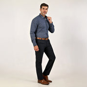 Camisa Yale Collection Para Caballero Manga Larga Slim Fit 4602 Marino