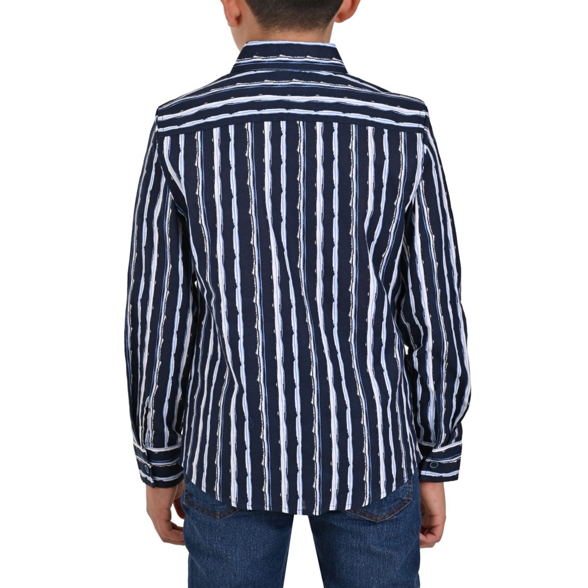 Camisa casual Yale Boys Manga Larga 3843 Azul marino