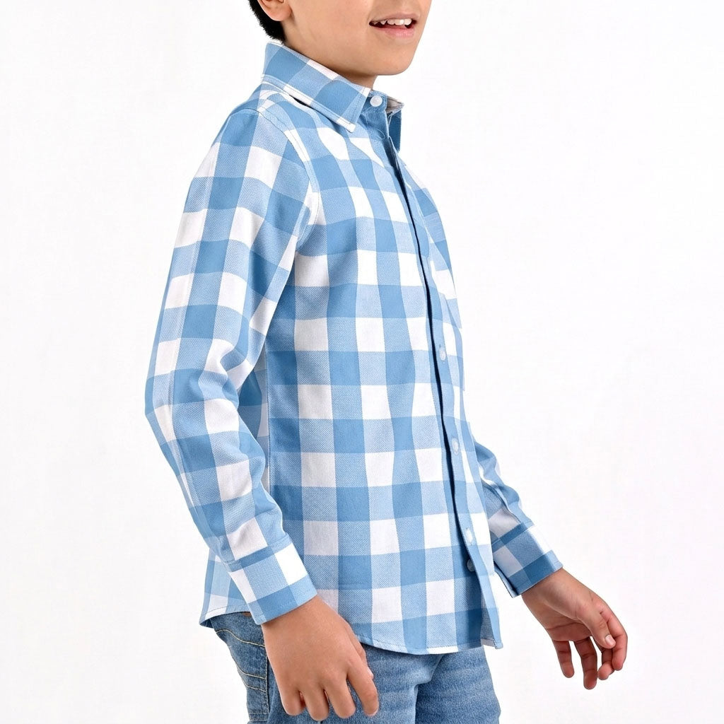 Camisa casual Yale Boys Manga Larga 4671 Azul
