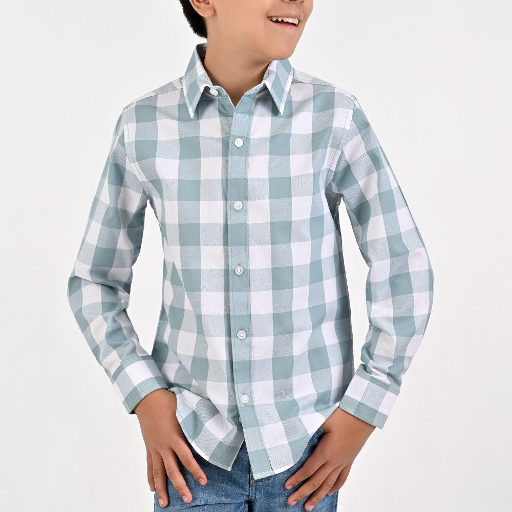Camisa casual Yale Boys Manga Larga 4671 Verde