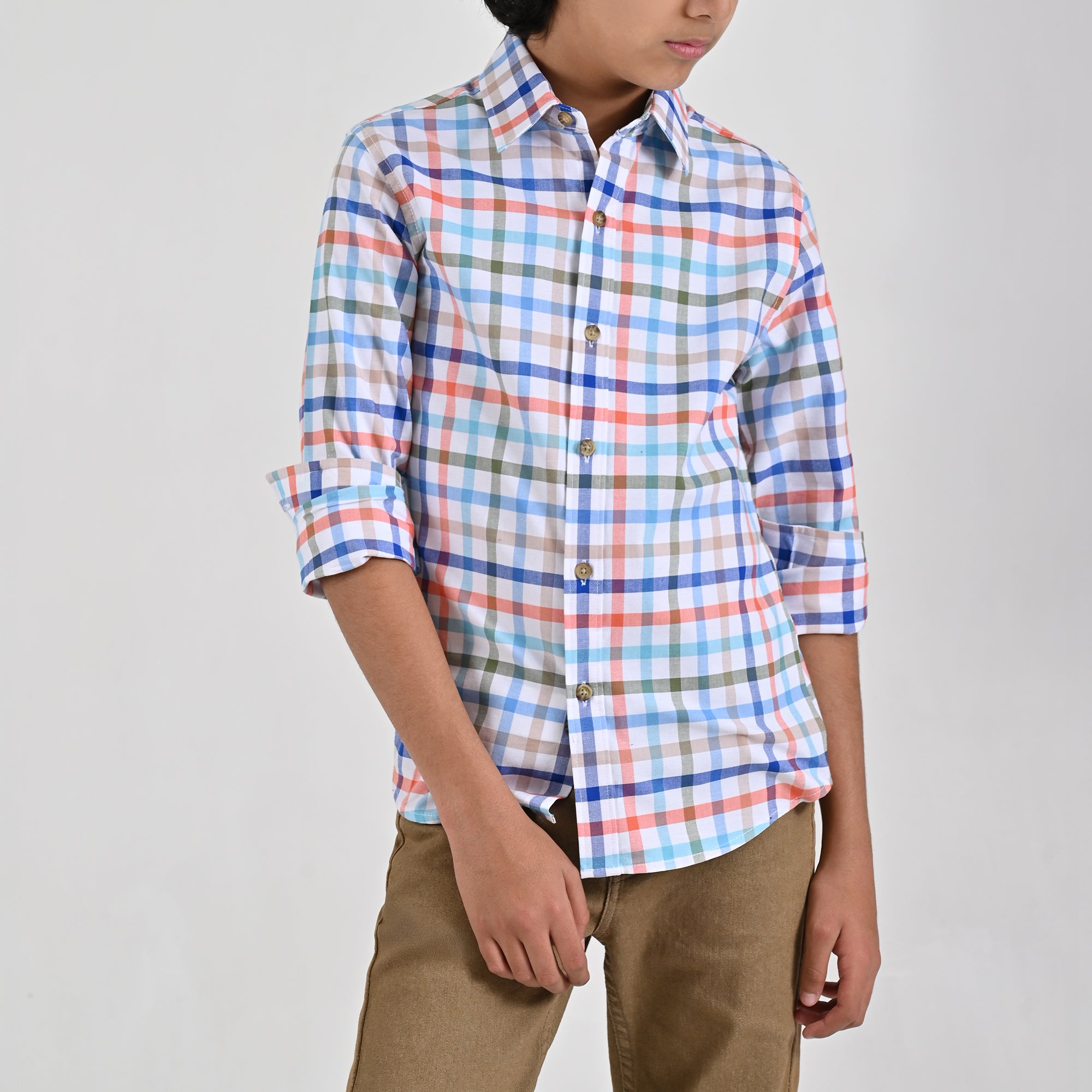 Camisa casual Yale Boys Manga Larga 4674 Blanco