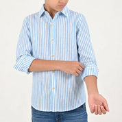 Camisa casual Yale Boys Manga Larga 7704 Azul