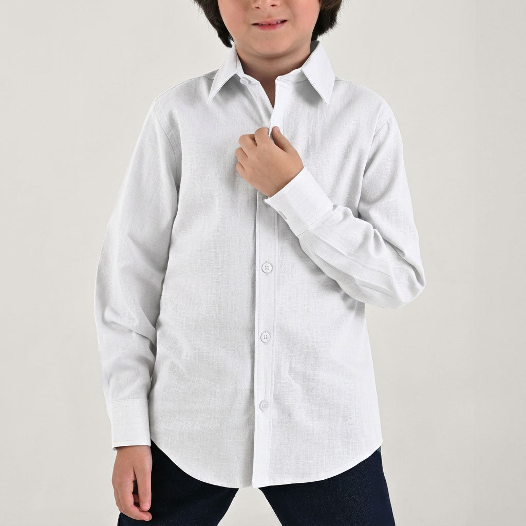 Camisa de vestir Yale Boys Manga Larga 7705 Blanco