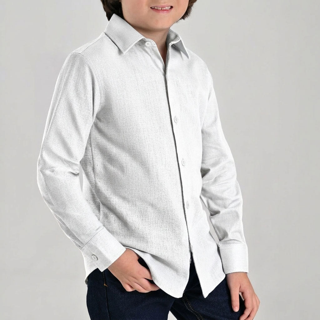Camisa de vestir Yale Boys Manga Larga 7705 Blanco
