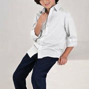 Camisa de vestir Yale Boys Manga Larga 7705 Blanco