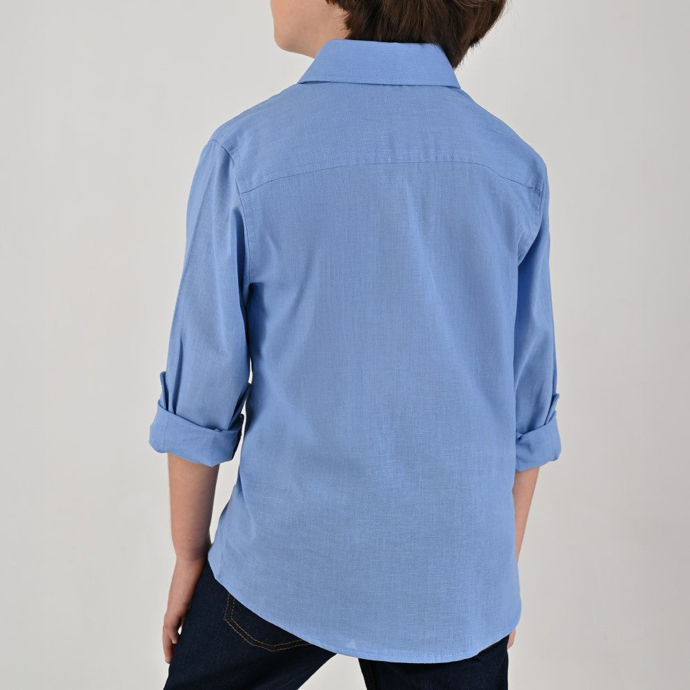 Camisa de vestir Yale Boys Manga Larga 7705 Azul