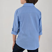 Camisa de vestir Yale Boys Manga Larga 7705 Azul