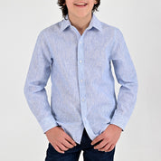Camisa Yale Boys Manga Larga Regular Fit 8087 Azul Rey