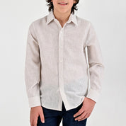 Camisa Yale Boys Manga Larga Regular Fit 8087 Beige