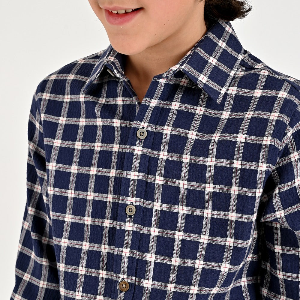 Camisa Yale Boys Manga Larga Regular Fit 8090 Azul Marino
