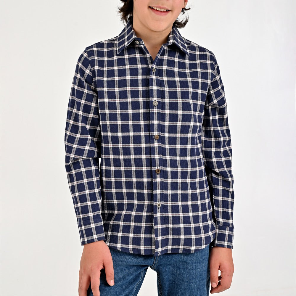 Camisa Yale Boys Manga Larga Regular Fit 8090 Azul Marino