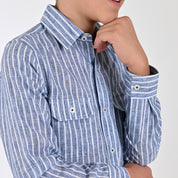 Camisa Yale Boys Manga Larga Regular Fit 8093 Azul Marino