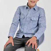 Camisa Yale Boys Manga Larga Regular Fit 8093 Azul Marino