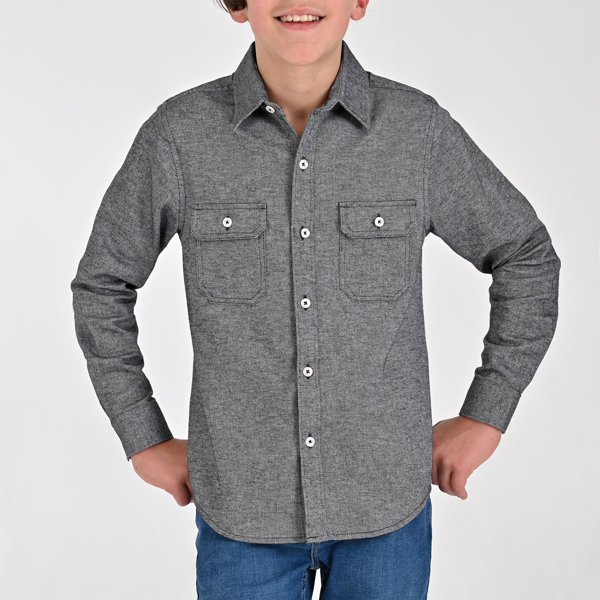 Camisa Yale Boys Manga Larga Regular Fit 8183 Negra