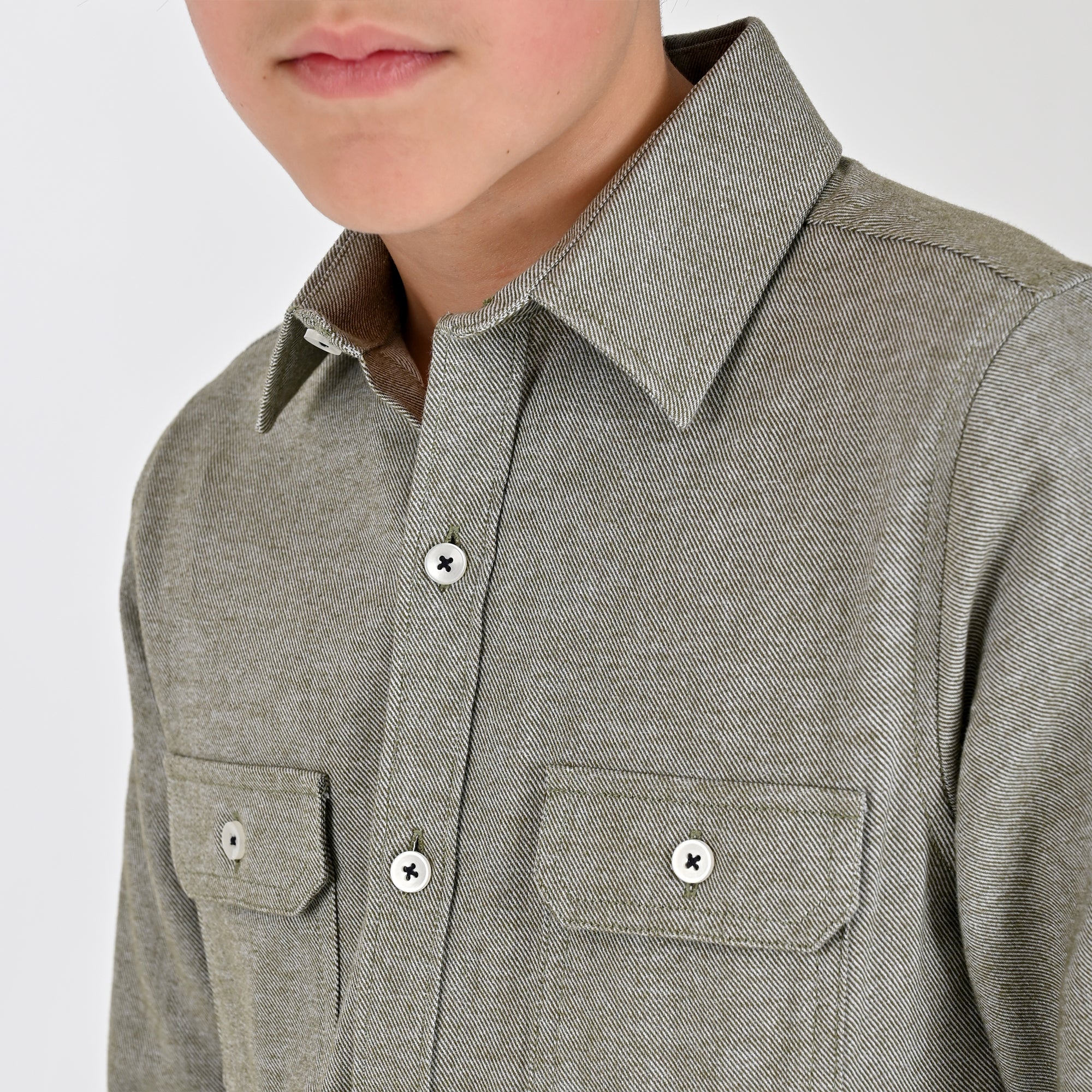 Camisa Yale Boys Manga Larga Regular Fit 8183 Verde Militar
