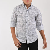 Camisa casual Yale Boys Manga Larga 3851 Blanco