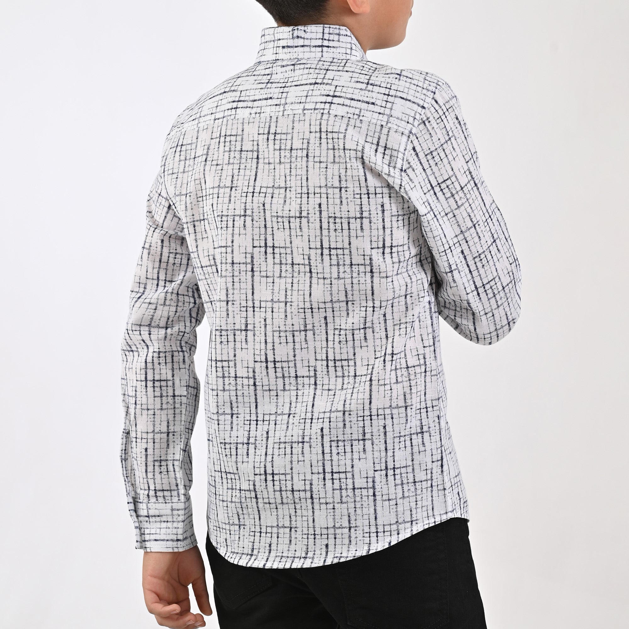Camisa casual Yale Boys Manga Larga 3851 Blanco