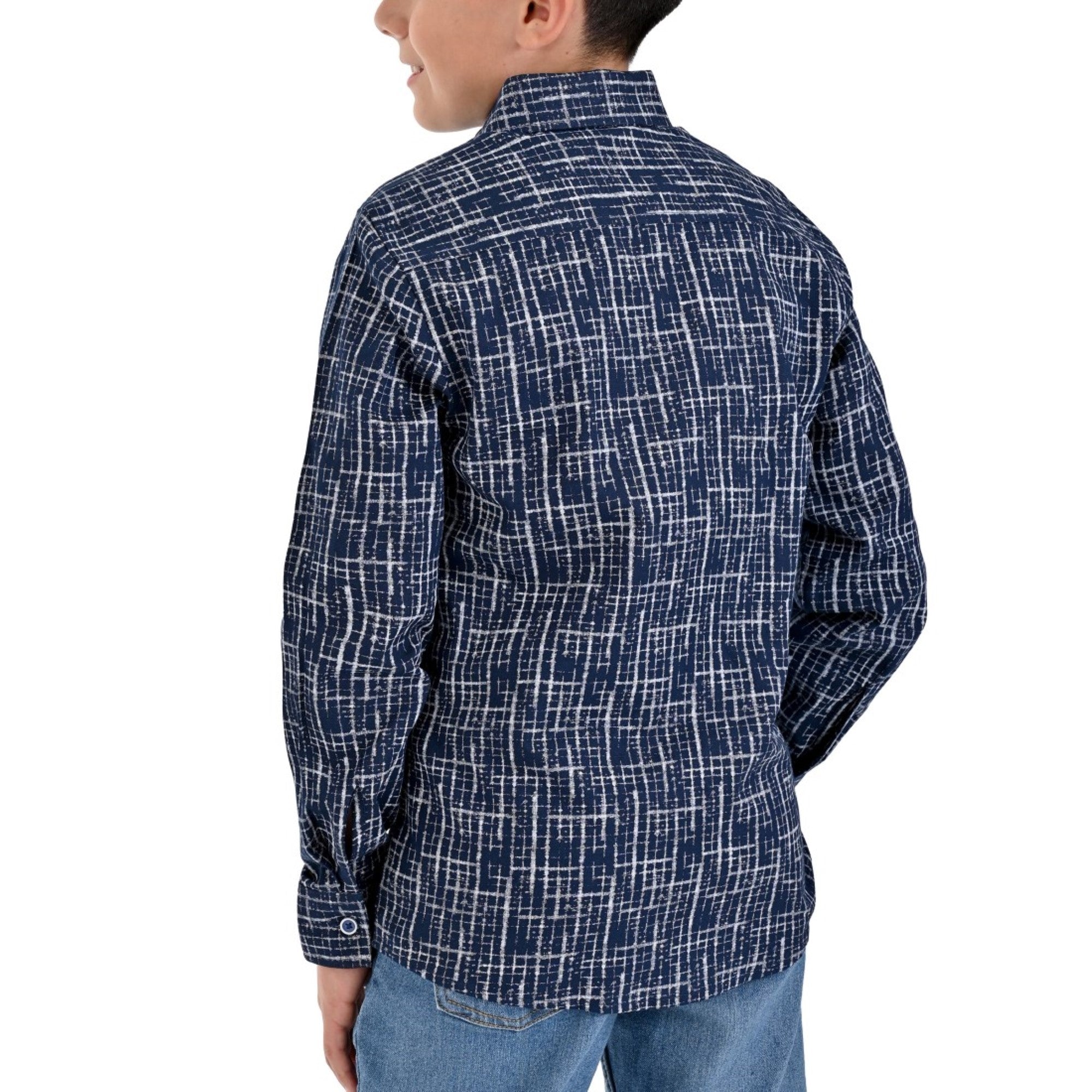 Camisa casual Yale Boys Manga Larga 3851 Azul marino