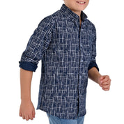 Camisa casual Yale Boys Manga Larga 3851 Azul marino