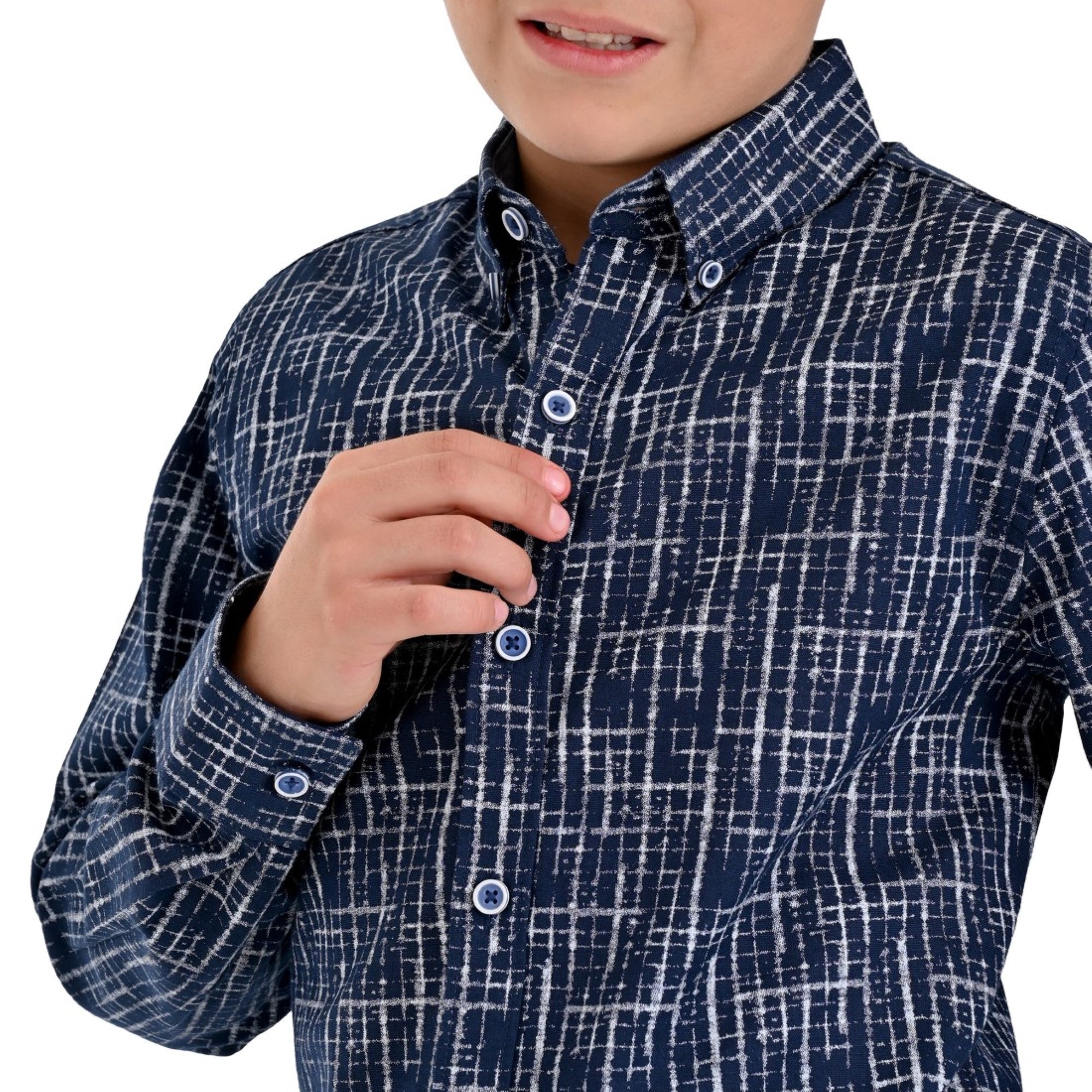 Camisa casual Yale Boys Manga Larga 3851 Azul marino