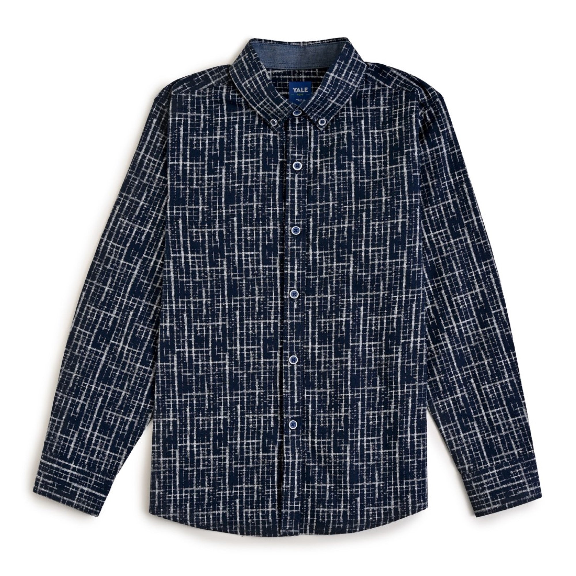 Camisa casual Yale Boys Manga Larga 3851 Azul marino