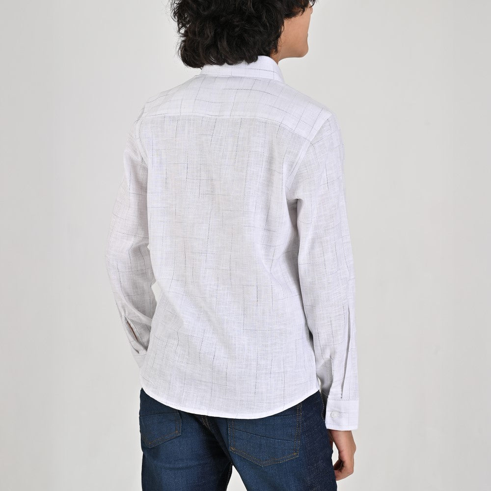 Camisa casual Yale Boys Manga Larga 4669 Blanco