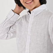 Camisa casual Yale Boys Manga Larga 4669 Blanco