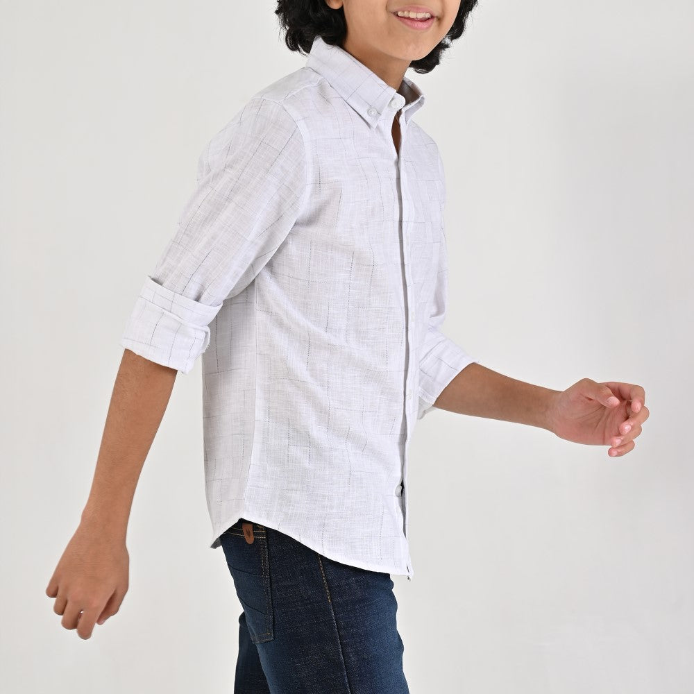 Camisa casual Yale Boys Manga Larga 4669 Blanco