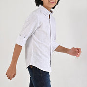 Camisa casual Yale Boys Manga Larga 4669 Blanco