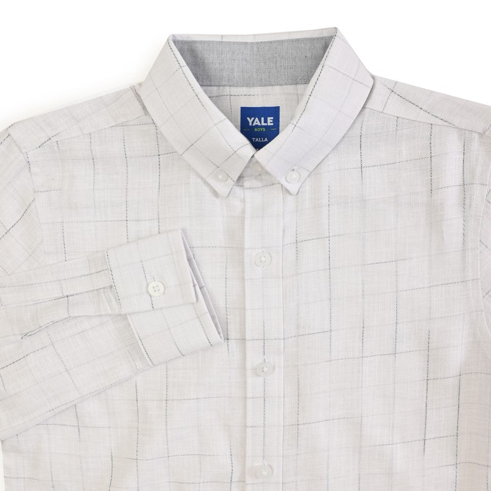 Camisa casual Yale Boys Manga Larga 4669 Blanco
