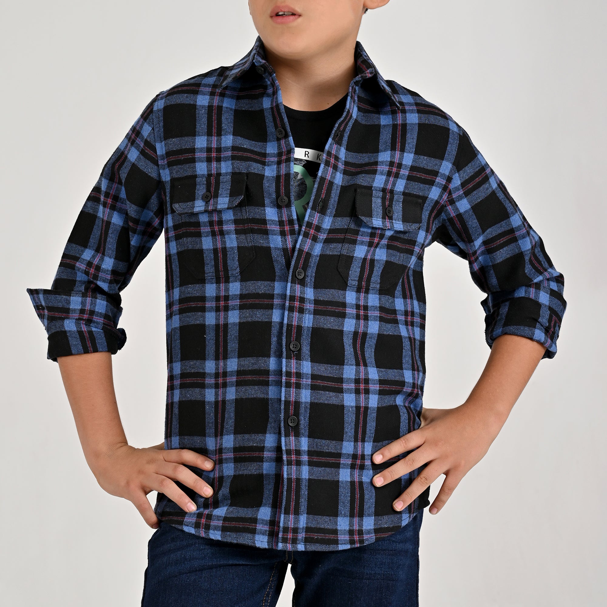Camisa casual Yale Boys Manga Larga 4676 Negro