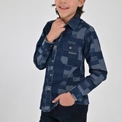 Camisa Yale Boys Manga Larga Regular Fit 7938 Azul Marino