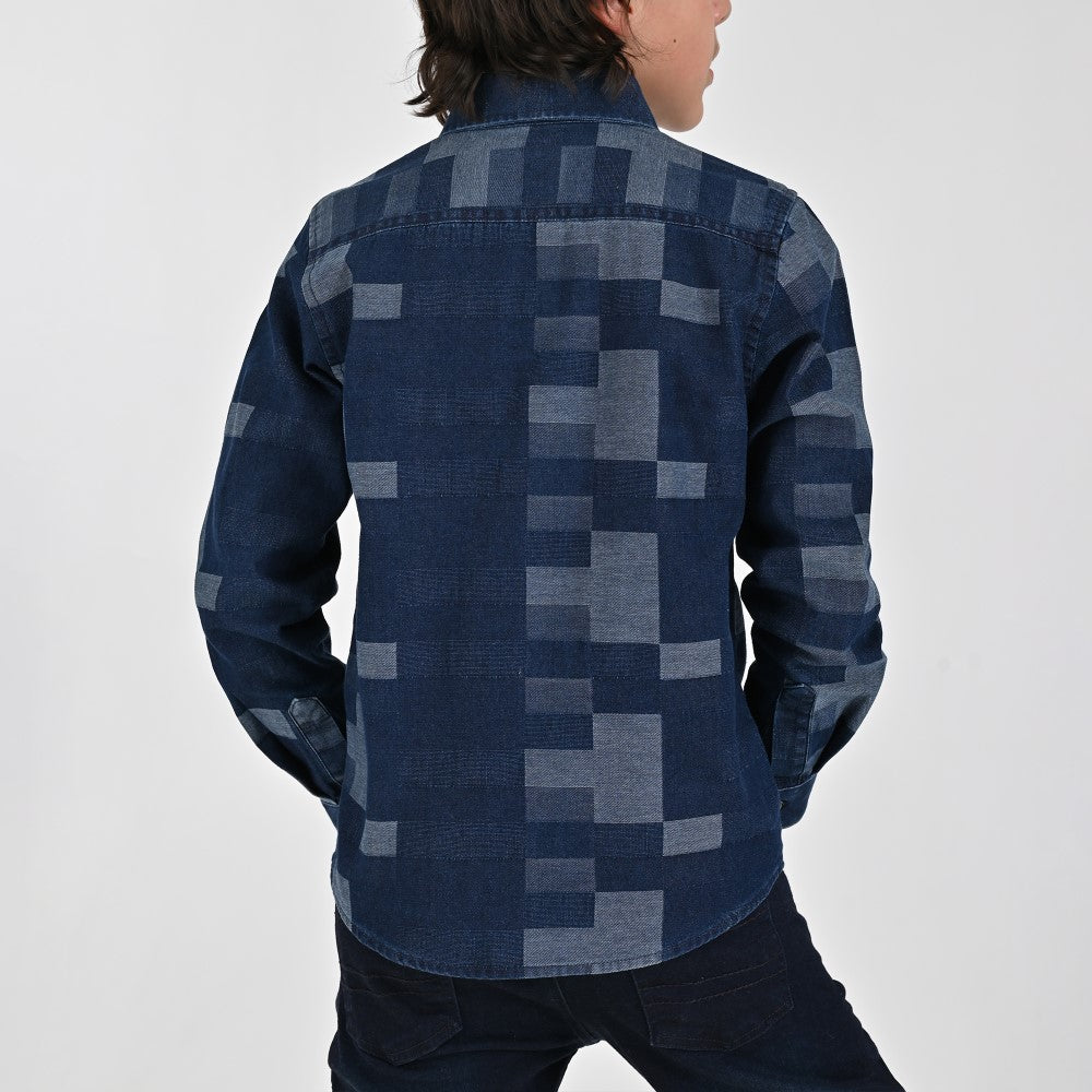 Camisa Yale Boys Manga Larga Regular Fit 7938 Azul Marino