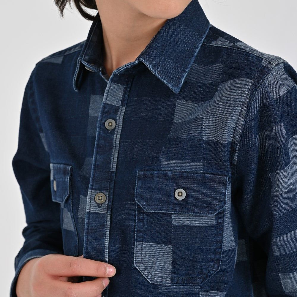 Camisa Yale Boys Manga Larga Regular Fit 7938 Azul Marino