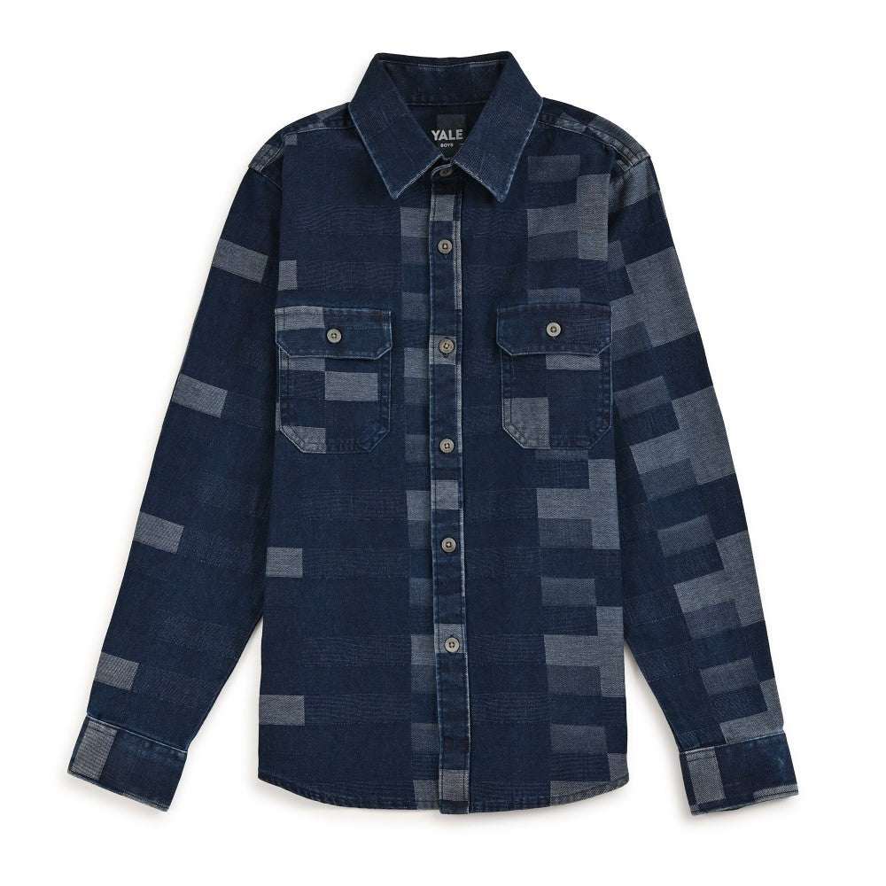 Camisa Yale Boys Manga Larga Regular Fit 7938 Azul Marino