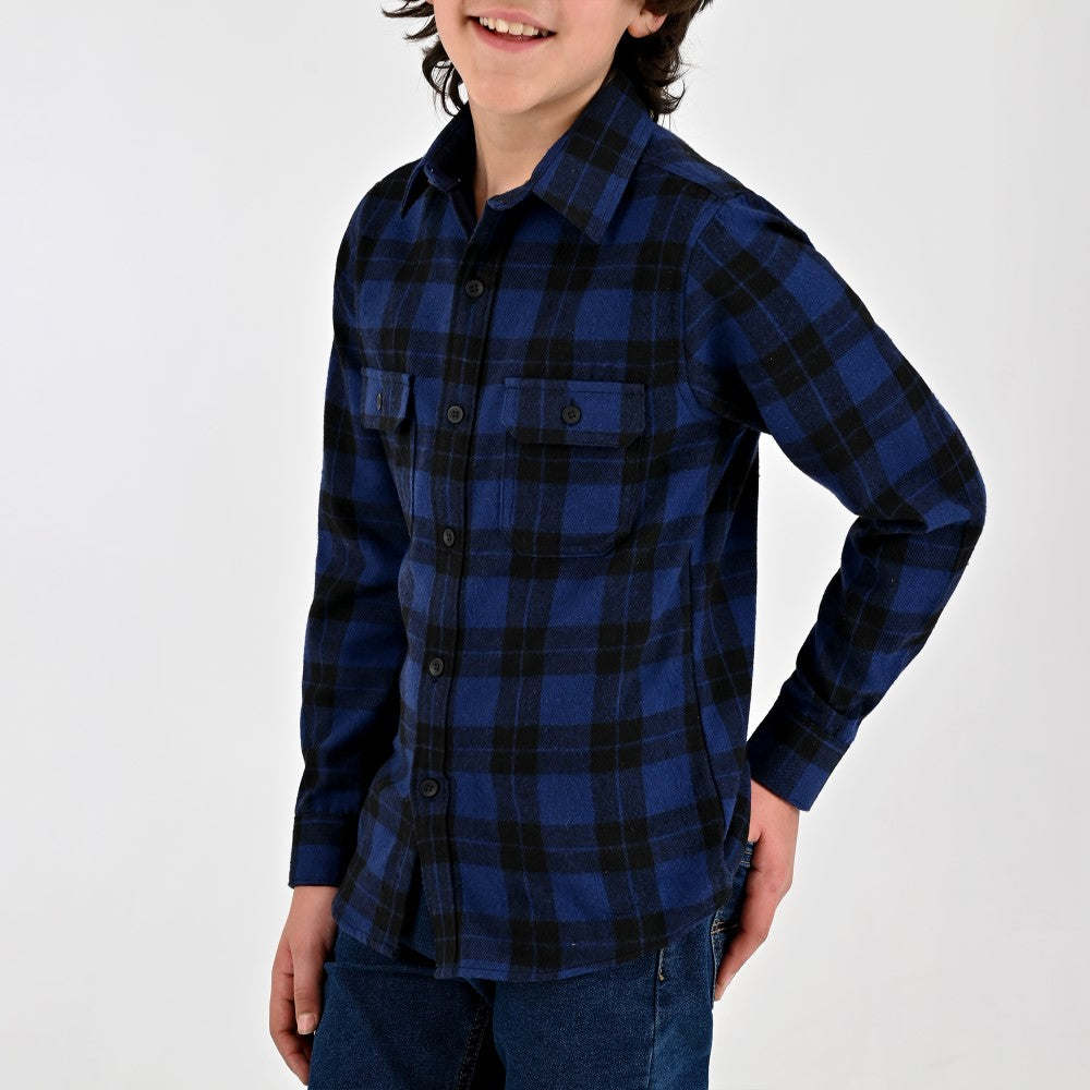 Camisa Yale Boys Manga Larga Regular Fit 8088 Azul Marino
