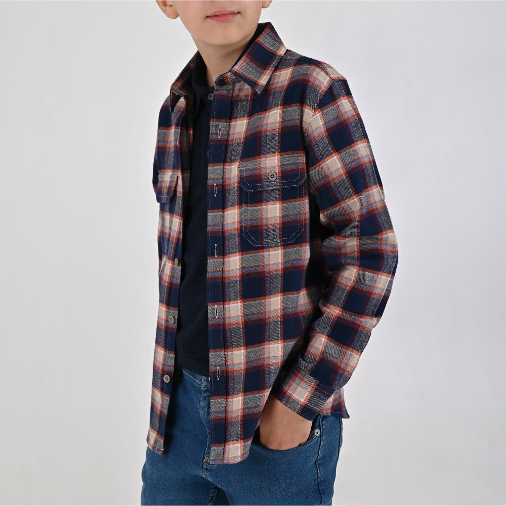 Camisa Yale Boys Manga Larga Regular Fit 8089 Azul Marino
