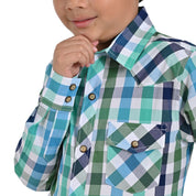 Camisa vaquera Yale Boys Manga Larga VQ03 Verde Agua