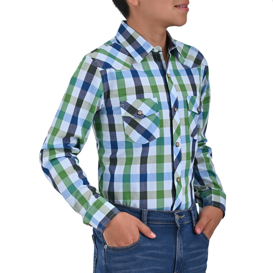 Camisa vaquera Yale Boys Manga Larga VQ04 Verde