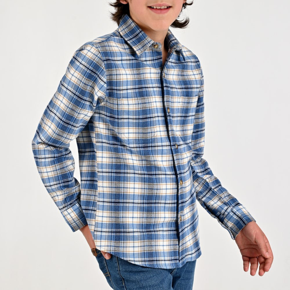Camisa Yale Boys Manga Larga Regular Fit 8092 Azul Pizarra