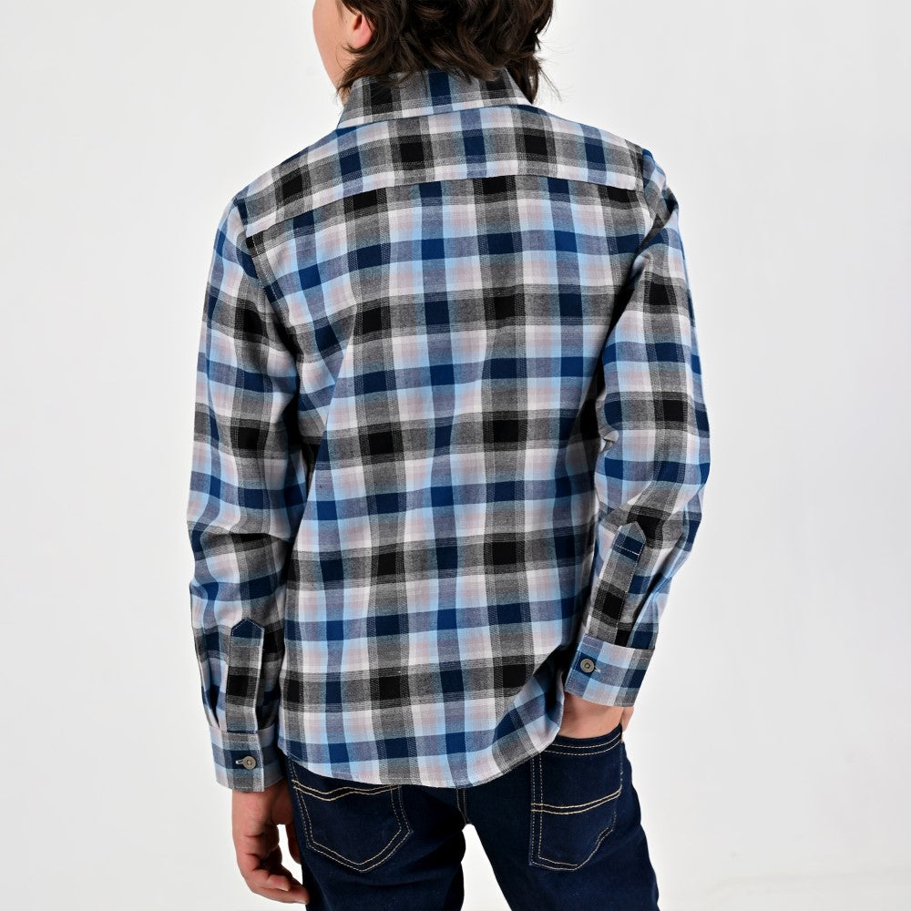Camisa Yale Boys Manga Larga Regular Fit 8091 Negra