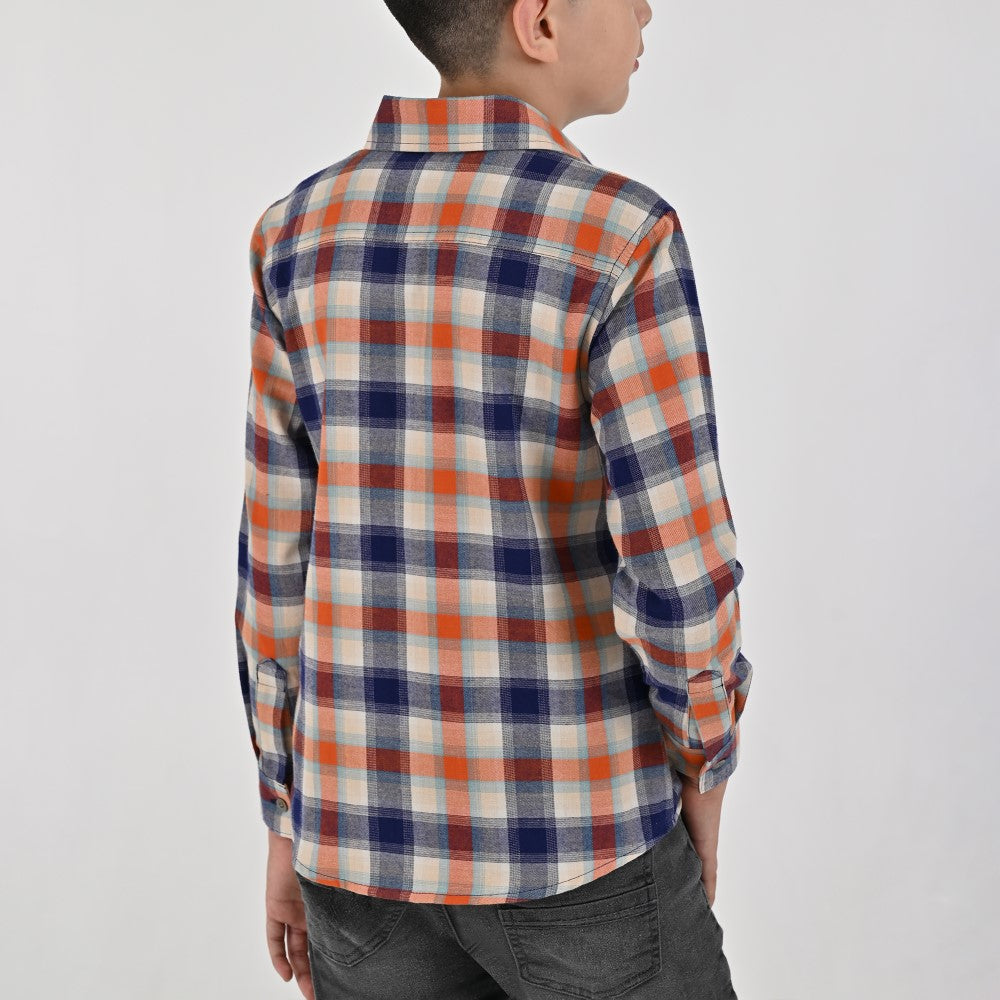 Camisa Yale Boys Manga Larga Regular Fit 8091 Naranja