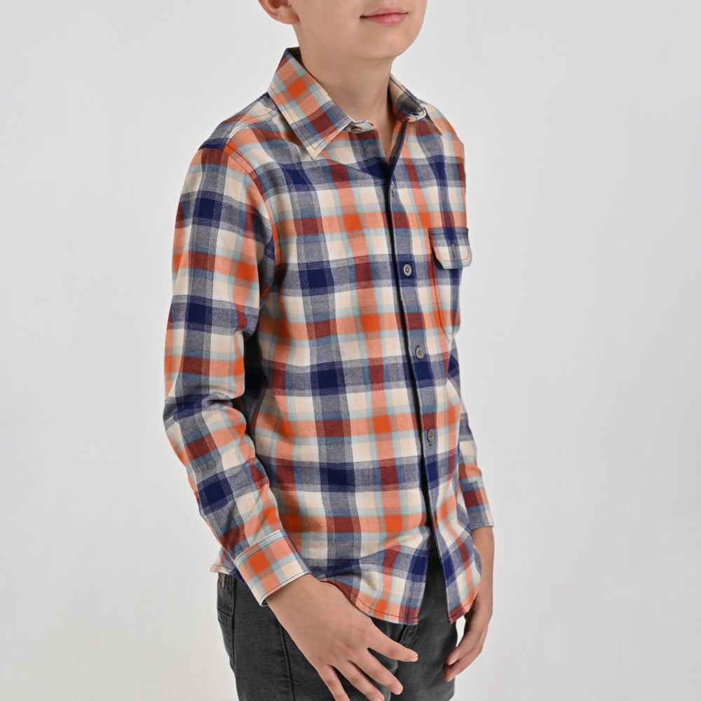 Camisa Yale Boys Manga Larga Regular Fit 8091 Naranja