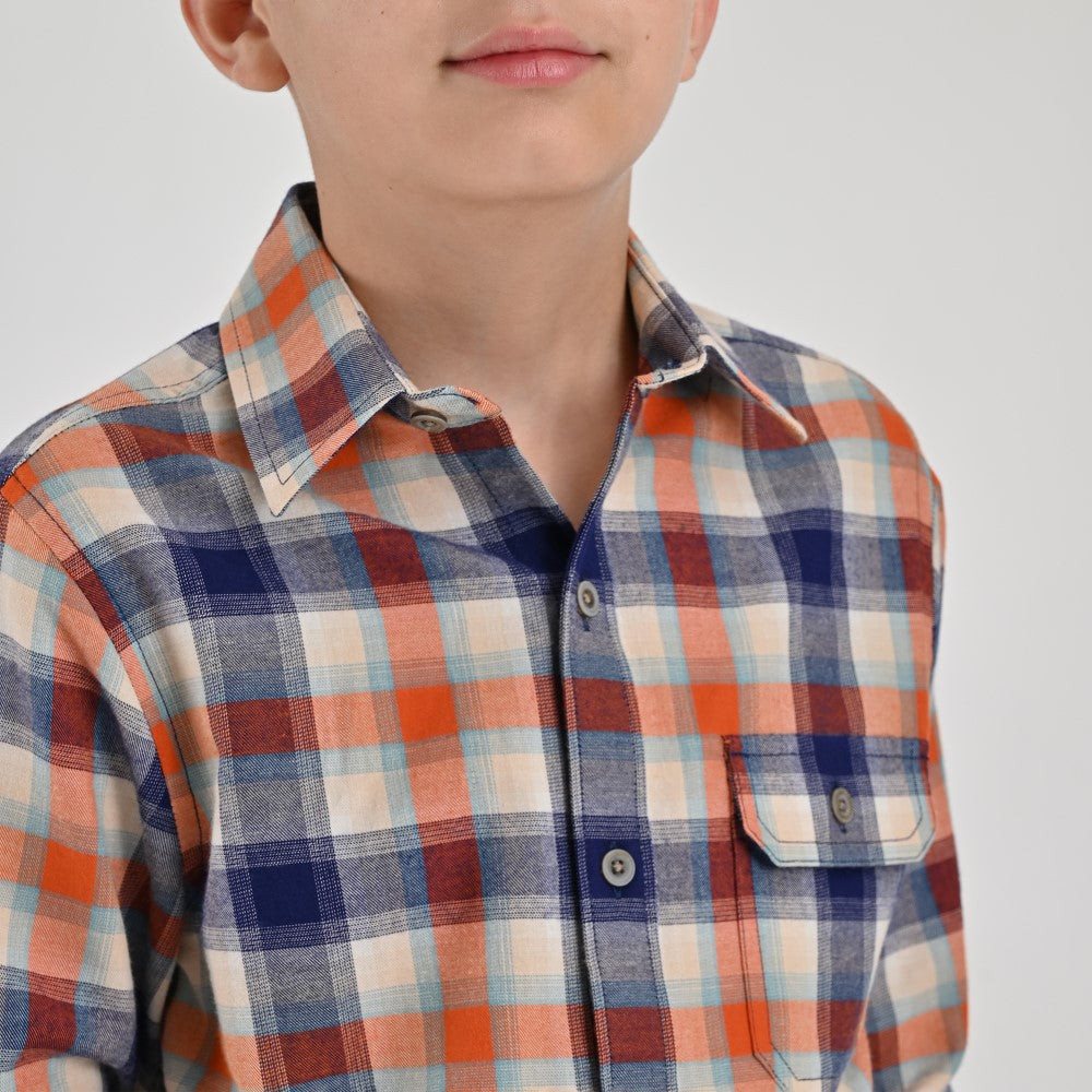 Camisa Yale Boys Manga Larga Regular Fit 8091 Naranja