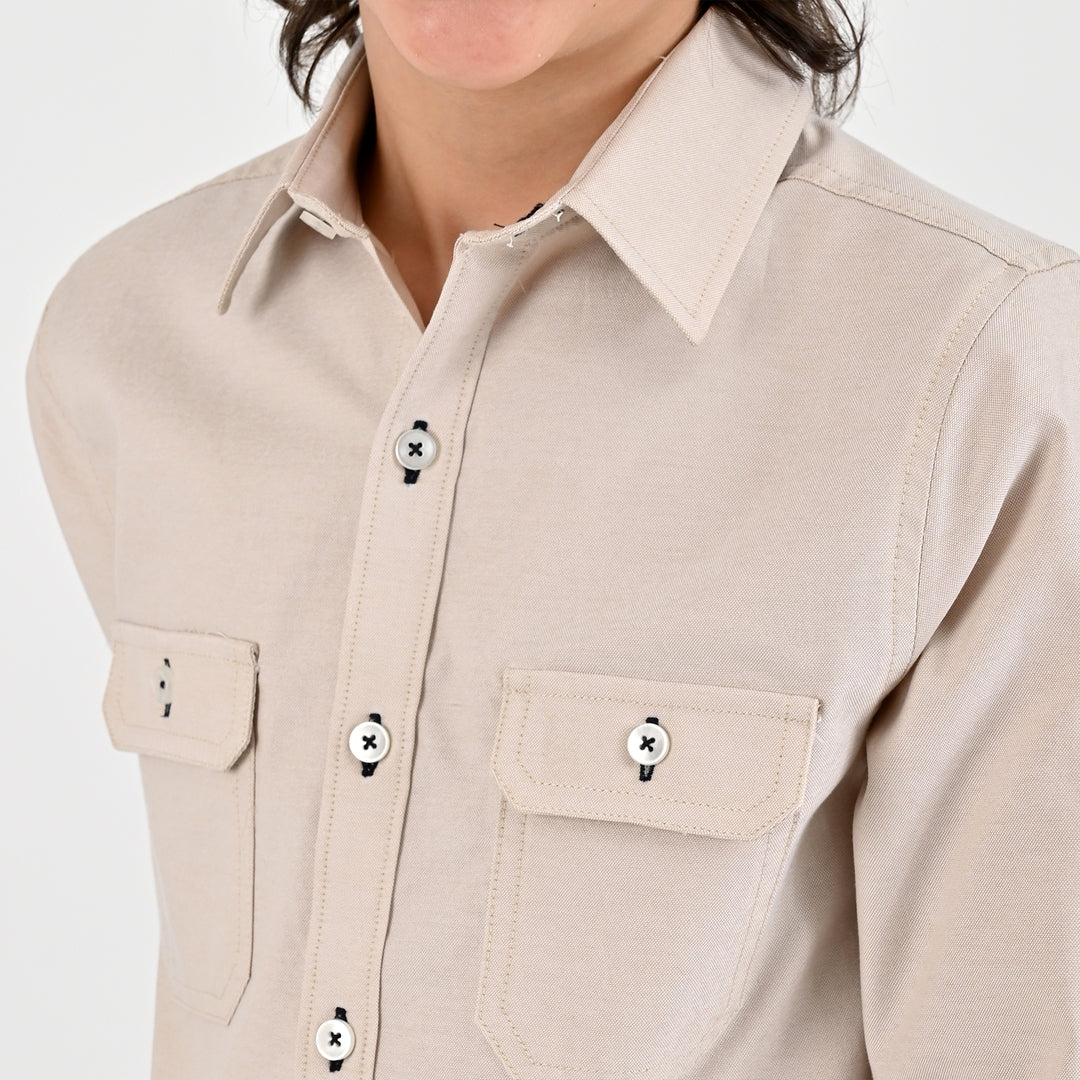 Camisa Yale Boys Manga Larga Regular Fit 8096 Beige